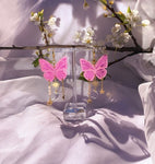 Hot Pink Monarch Butterfly Earrings with Moon -Butterfly Jewelry, Monarch Jewelry, Gifts for Her