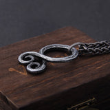 Iron Color Viking Odin Rune Pendant Necklace with Stainless Steel Chain As Men Gift with wooden box