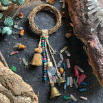 Large set of Witch Bells Mini witch broom Door Bell Protection Charm Wicca Decor Altar Decor Magick Witchcraft Celtic Door Bells  Wall Decor