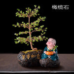 Magicun Crystal~Lucky natural crystal ornaments decorations home furnishings monk Feng Shui  tree Money Tree