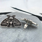 Luna Moth Stud Earrings Silver Color Moon Phase Earrings