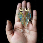 Magical Green Fairy Wing Earrings Dangle Earrings Clear Quartz Fairy Wings Earrings