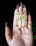 Magical Green Fairy Wing Earrings Dangle Earrings Clear Quartz Fairy Wings Earrings