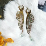 Magical Green Fairy Wing Earrings Dangle Earrings Clear Quartz Fairy Wings Earrings