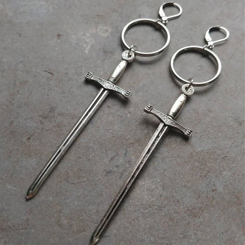 Medieval Worship Sword Earrings Witch or Pagan Alternative Goth  Silver Plated Classic Women Fashion Gift Jewelry