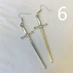 Medieval Worship Sword Earrings Witch or Pagan Alternative Goth  Silver Plated Classic Women Fashion Gift Jewelry