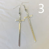 Medieval Worship Sword Earrings Witch or Pagan Alternative Goth  Silver Plated Classic Women Fashion Gift Jewelry
