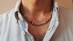 Mens Tribal Necklace, Mens Surf Necklace, Mens Boho Necklace Mens Necklace, Tiger's Eye Black Onyx Mens Necklace