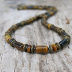 Mens Tribal Necklace, Mens Surf Necklace, Mens Boho Necklace Mens Necklace, Tiger's Eye Black Onyx Mens Necklace