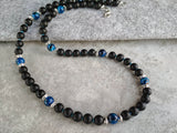 Mens Tribal Necklace, Mens Surf Necklace, Mens Boho Necklace Mens Necklace, Tiger's Eye Black Onyx Mens Necklace