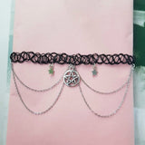 Moon Gothic Chains O Ring Choker gothic choker, moon necklace, moon choker