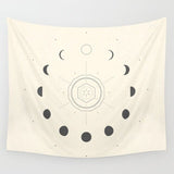 Moon Phase Tapestry Wall Hanging Stars Space Psychedelic Black and White Tapestry Sun Wall Tapestry for Bedroom Home Wall Decor