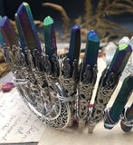 Magic Wicca~Moon Raw crystal crown witch wedding bride bridesmaid party jewelry stone headband witch accessories charm