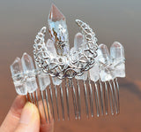 Moon crystal hair comb natural crystal diy moon raw crystal crown headband Wicca accessories witch wedding party birthday gift