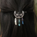 Moon plus natural crystal  moon hairpin geometric shape hairpin Wicca women girl gift for her