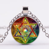 Mysterious Metatron Cube Necklace Sacred Geometry Flower of Life Glass Pendants