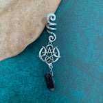 Natural Crystal Viking Hair Bead Crystal Hair Ring braid Pentagram Wicca Braid Angel Quartz Silver