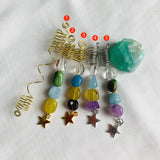 Natural crystal hair ring, colorful crystal hair beads, braided , Viking hair ring gift