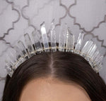 Natural crystal raw crystal crown handmade custom golden leaves moon diy natural amethyst crown headband