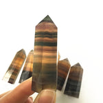 Magicun Crystal~Natural fluorite hexagonal column Yellow fluorite crystal column color fluorite single tip column decoration