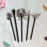 Natural quartz stone wood hairpin 19-20 cm handmade crystal hairpin bridal hair comb crystal hair ornament BOHO wedding gift