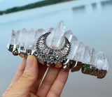 Natural raw crystal crown silver-plated moon headband Wicca photography props witch accessories  wedding bridal