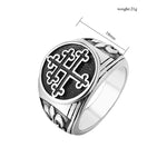 Magic Ring~ Classic Cross of Lorraine Silver Signet Rings Mens Stainless Steel Biker Ring Biker Fashion Jewelry HF455
