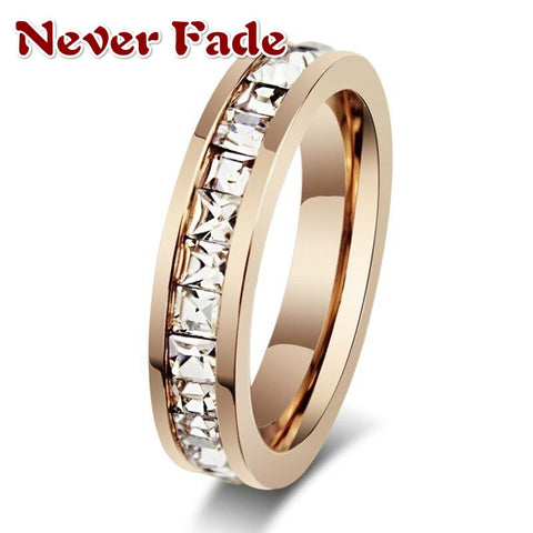 Magic Ring~ Female Crystal CZ Stone Ring Vintage Stainless Steel Women Wedding Rings Fashion Promise Yellow Gold Engagement Ring