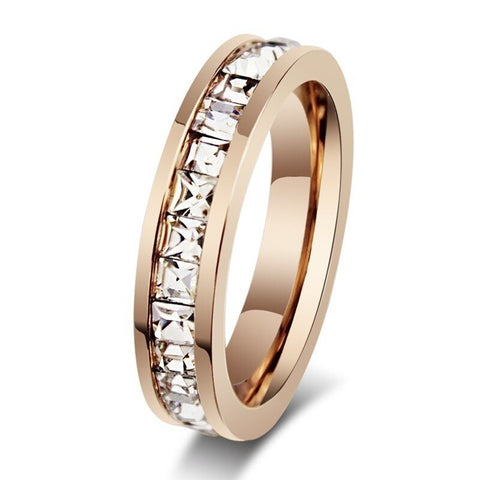 Magic Ring~ Female Crystal CZ Stone Ring Vintage Stainless Steel Women Wedding Rings Fashion Promise Yellow Gold Engagement Ring