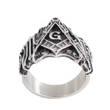 Magic Ring~ Men Freemason Ring Silver Stainless Steel Masonic Symbol Rings Freemasonry Knights Templar Jewelry
