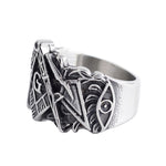 Magic Ring~ Men Freemason Ring Silver Stainless Steel Masonic Symbol Rings Freemasonry Knights Templar Jewelry