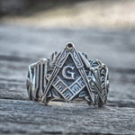 Magic Ring~ Men Freemason Ring Silver Stainless Steel Masonic Symbol Rings Freemasonry Knights Templar Jewelry