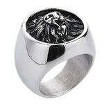 Magic Ring~ Men Ring Punk Gold Lion Ring Stainless steel Biker Round Animal Rings Jewelry Party Power Design high quality Jewelry