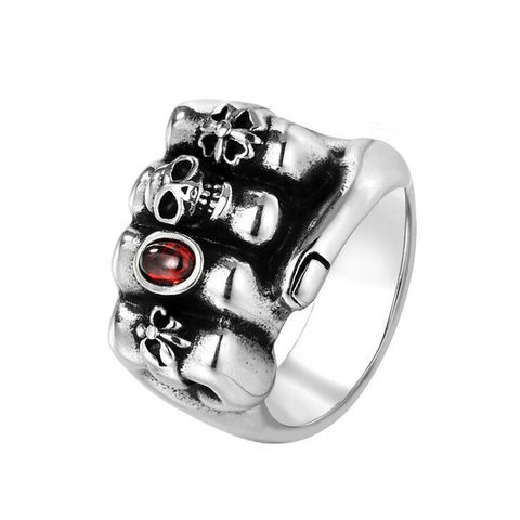 Magic Ring~ Men's Fashion Punk Rock Biker Skull Fist FW Ring, Vintage Gothic Cross Ring US Size 7 To 13 HF485