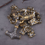 Never Fade Men stainless steel Dragon head norse viking amulet thor hammer pendant necklace viking king chain