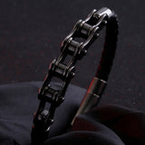 Viking Magic~Never Fade New Frosted Stainless Steel Bike Chain Bracelet Men Bicycle Motorcycle Mens Leather Bracelets Jewelry Ghost Rider