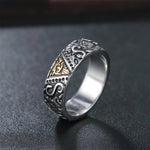 Magic Ring~ Valily Men's Gold Color Spinner Freemason Ring Stainless Steel Rune Rotating Ring Mason Masonic Rings Jewelry for Man