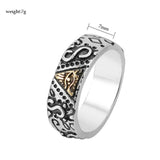 Magic Ring~ Valily Men's Gold Color Spinner Freemason Ring Stainless Steel Rune Rotating Ring Mason Masonic Rings Jewelry for Man