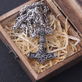 Never Fade thor's hammer mjolnir pendant necklace viking scandinavian norse viking necklace Men Stainless Steel gift