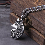 Never Fade viking fox necklace animal amulet irish knots talisman wicca pagan punk necklace with wooden box