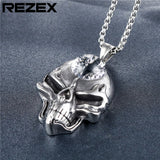 Viking Magic~New Arrival Personalized Skull Pendant with natural stone Stainless Steel Necklaces Gift For Man Punk Jewelry Necklace HE363