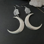 New Goth Quartz Hoops Minimal Earrings Boho Crystal Alternative Minimal Romantic Statement Jewelry Witchy Gift Stones Women Gift