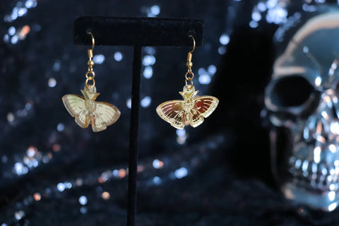 Night MOTH Iridescent Statement Earrings/ Laser Cut Acrylic Earrings