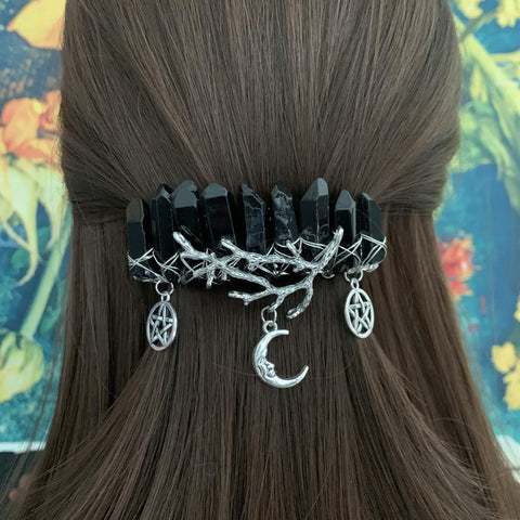 Magic Wicca~Original Mystery Retro Raw Crystal Hairpin Branch Antlers Pentagram Hairpin Wiccan Jewelry Gothic Gift Pagan Witch
