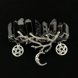 Original Mystery Retro Raw Crystal Hairpin Branch Antlers Pentagram Hairpin Wiccan Jewelry Gothic Gift Pagan Witch