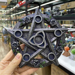 Pentagram Rose Flower Resin Crafts Ornaments Crystal Ball Base Six Star Array Energy Booster Goddess of The Earth Altar