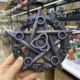 Pentagram Rose Flower Resin Crafts Ornaments Crystal Ball Base Six Star Array Energy Booster Goddess of The Earth Altar