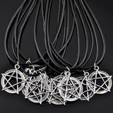 Pentagram Star Pendant Necklace for Women Gothic Wicca Charms Accessories Leather Choker Satan Fashion Jewelry Witchcraft Goth|Pendant Necklaces|