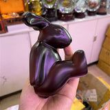 Playful Lucky Rabbit Creativity Resin Sculpture Crystal Ball Base Lucky Auspicious Home Office Decor Bunny Zodiac Birthday Gift