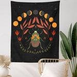 Psychedelic Sun Moon Tapestry Wall Hanging Insect Wall Tapestry Botanical Tapestry for Bedroom Living Room Home Wall Decor